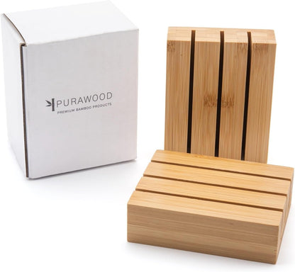 Purawood Kitchen Drawer Organizer - Expandable Utensil Drawer Organizer for Kitchen, Cutlery Tray & Silverware Organizer, 3-5 Slots - Bamboo Organizer for Utensils & Flatware (Natural)