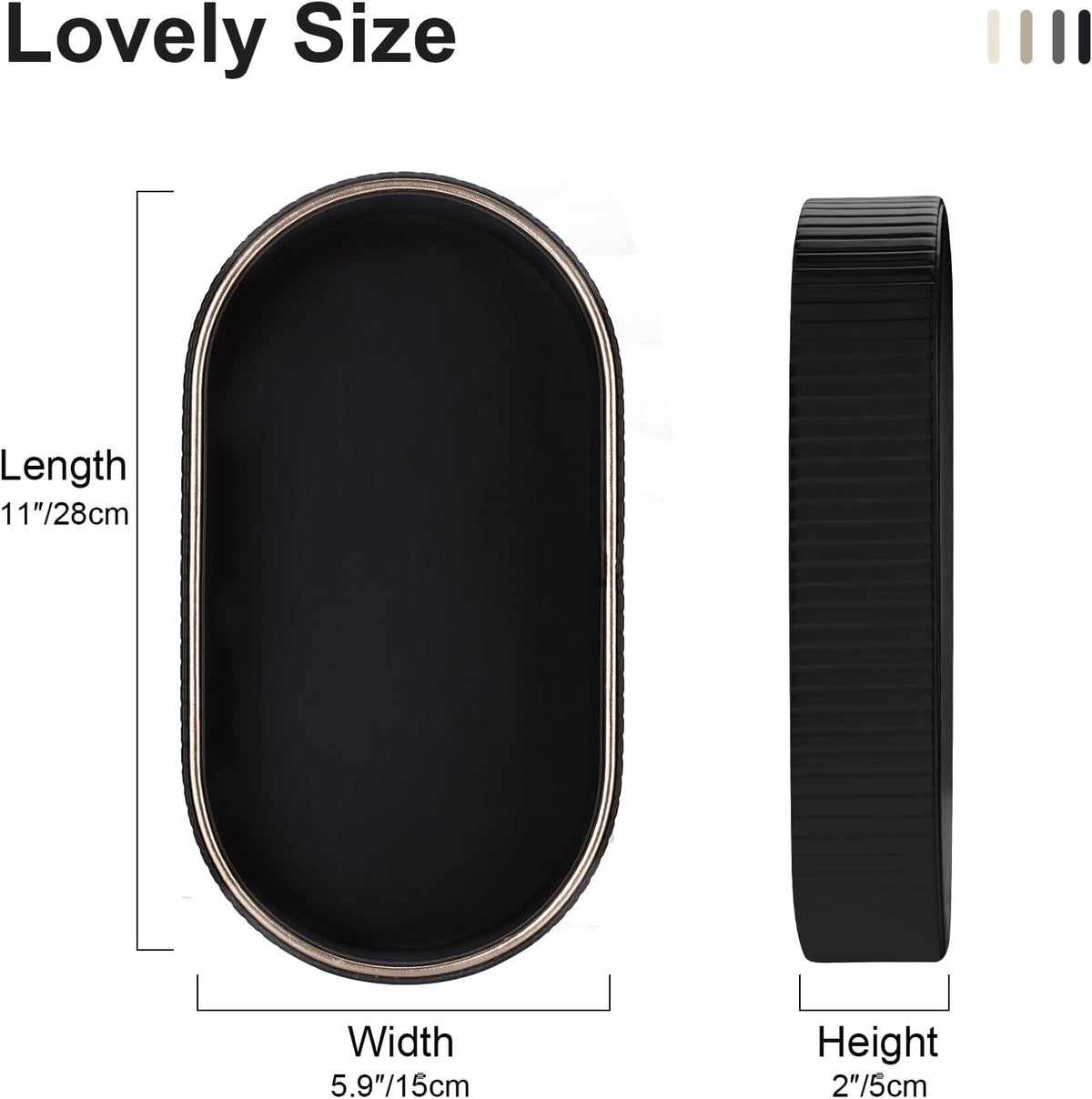 GORESE PU Leather Perfume Tray Nightstand Organizer, Small Oval Desk Tray Jewelry Trinket Trays Valet Organizer Key Bowl for Entryway Dresser Bathroom, Catchall Trays for Men Women, 11×5.9 in, Beige