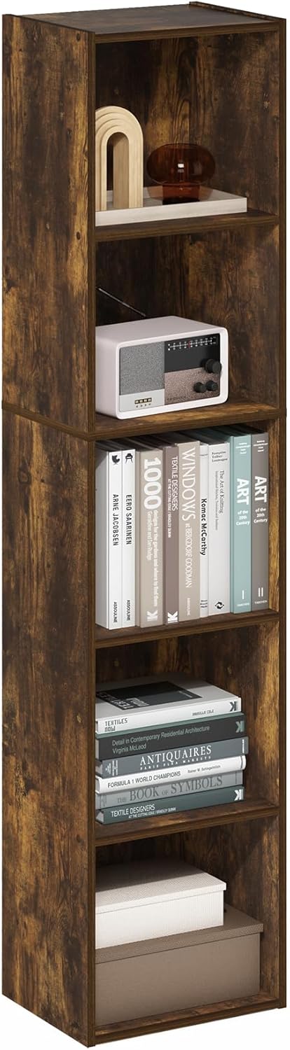 Furinno PASIR Book Shelf, 2-Tier Modern Bookshelf, Open Shelves Bookcase 9 x 12 x 21, Easy Assembly, for Living Room, Bedroom, Home Office, White