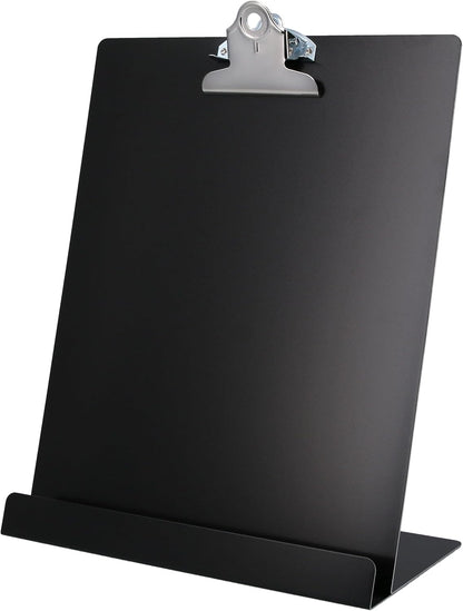 Saunders Free Standing Clipboard & Tablet Stand - Durable Black Recycled Aluminum Desktop Document Holder for Office, Teachers & Students - 1" Clip Holds 8.5x11 Letter Size Sheets, Lightweight