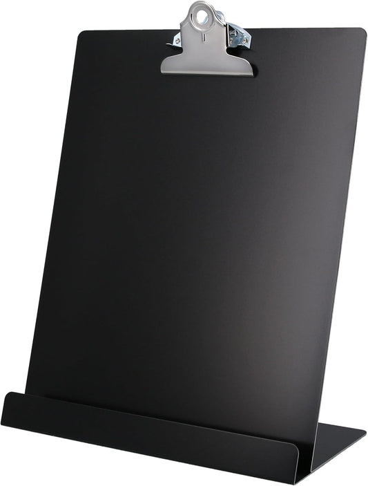 Saunders Free Standing Clipboard & Tablet Stand - Durable Black Recycled Aluminum Desktop Document Holder for Office, Teachers & Students - 1" Clip Holds 8.5x11 Letter Size Sheets, Lightweight