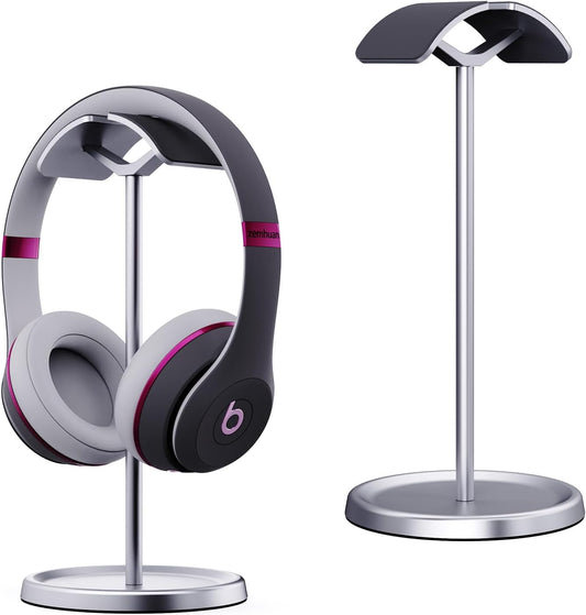 Headphone Stand for Desk, Aluminum Metal Gaming Headset Holder Hanger with Supporting Rod & Base, Headphone Stand for AirPods Max, AirPods Pro, Beats, Bose, Sennheiser, Sony and More - Silver