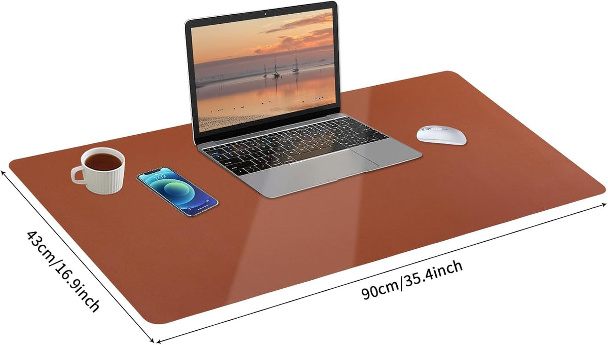 Bloss Leather Desk Pad and Keyboard Wrist Rest, Large Mouse Pad + Keyboard Pad+Mouse Wrist Support, Non-Slip Desk Mat Protector for Office, Home(31.5×15.7 Inches,Beige) - Colors A
