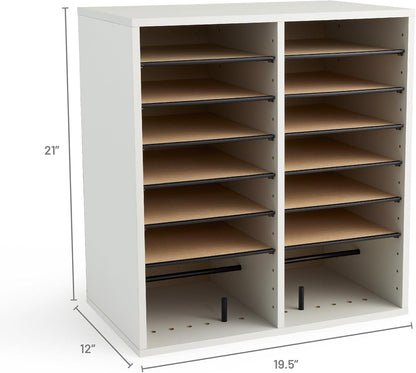 Safco 9422GR Wood Adjustable Literature & Paper Organizer, 16 Adjustable Compratment, Stackable Durable Construction, Home, Office, Mailroom, Classroom Mailbox , Gray