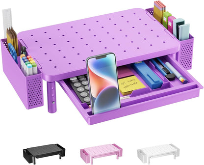 WALI Monitor Stand Riser with Drawer, Desk Organizers and Accessories for Computer, Printer, Laptop Stand for Home Office Supplies, (PTT005-B), 1 Pack, Black
