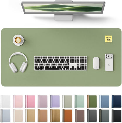 YSAGi Leather Desk Pad Protector, Office Desk Mat, Large Mouse Pad, Non-Slip PU Leather Desk Blotter, Waterproof Laptop Desk Writing Pad for Office and Home (23.6" x 13.8", Eggshell) - Colors A