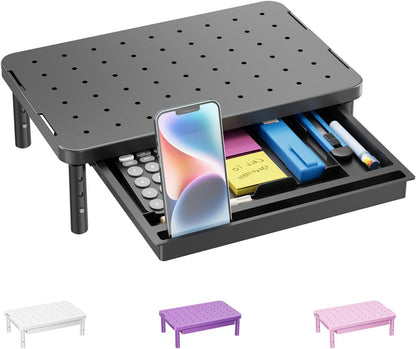 WALI Monitor Stand Riser with Drawer, Desk Organizers and Accessories for Computer, Printer, Laptop Stand for Home Office Supplies, (PTT005-B), 1 Pack, Black