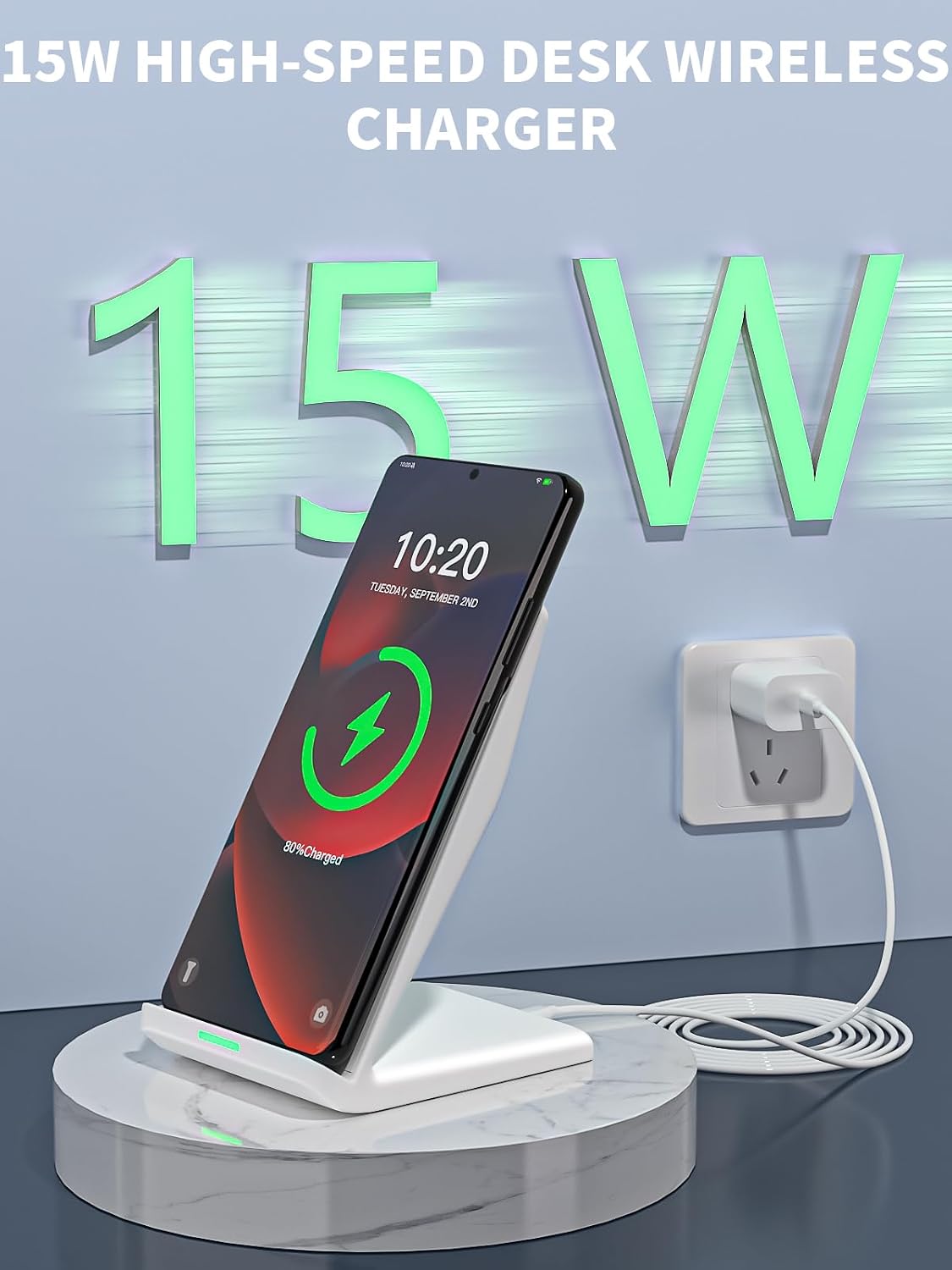 Wireless Charger Stand for Samsung,15W Max Wireless Charging Stand Desk Charging Station Android Desk Charger for Samsung S26/S25 Ultra/S24+/S23/S22/S21 FE,iPhone Air/17e/17 Pro Max/16 Pro/15/14/13/12