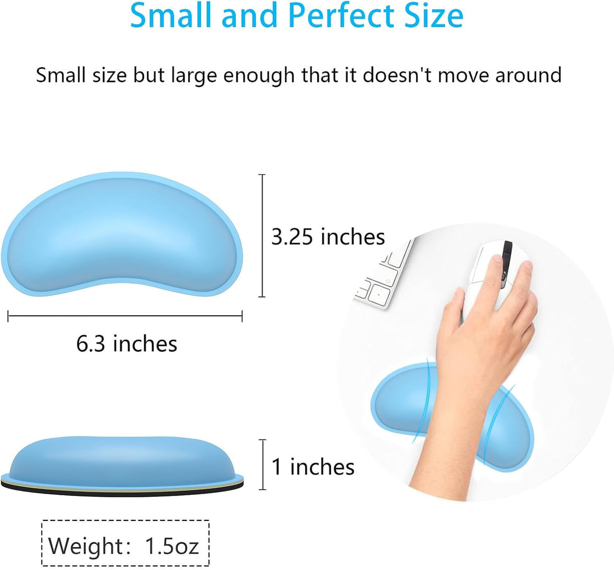 Mouse Wrist Rest, Ergonomic Memory Foam Mouse Wrist for Computer Desk Mats Support, PU Leather Hand Rest Pad Cushion for Gaming, Laptop, Men, Women, Pain Relief & Easy Typing, Black