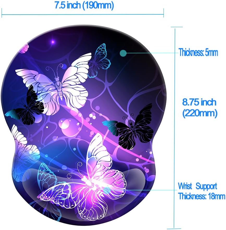 Wrist Support Mouse Pad Anti Slip Rubber Wrist Rest Mousepad 9in X 8in Small Desktop Notebook Mouse Mat for Working and Gaming (M-Pink Floral)