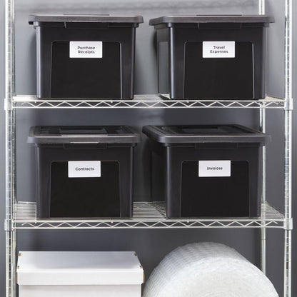 Hanging File Folder Box, Storage Bin Organizer, Snap Lid, Clear