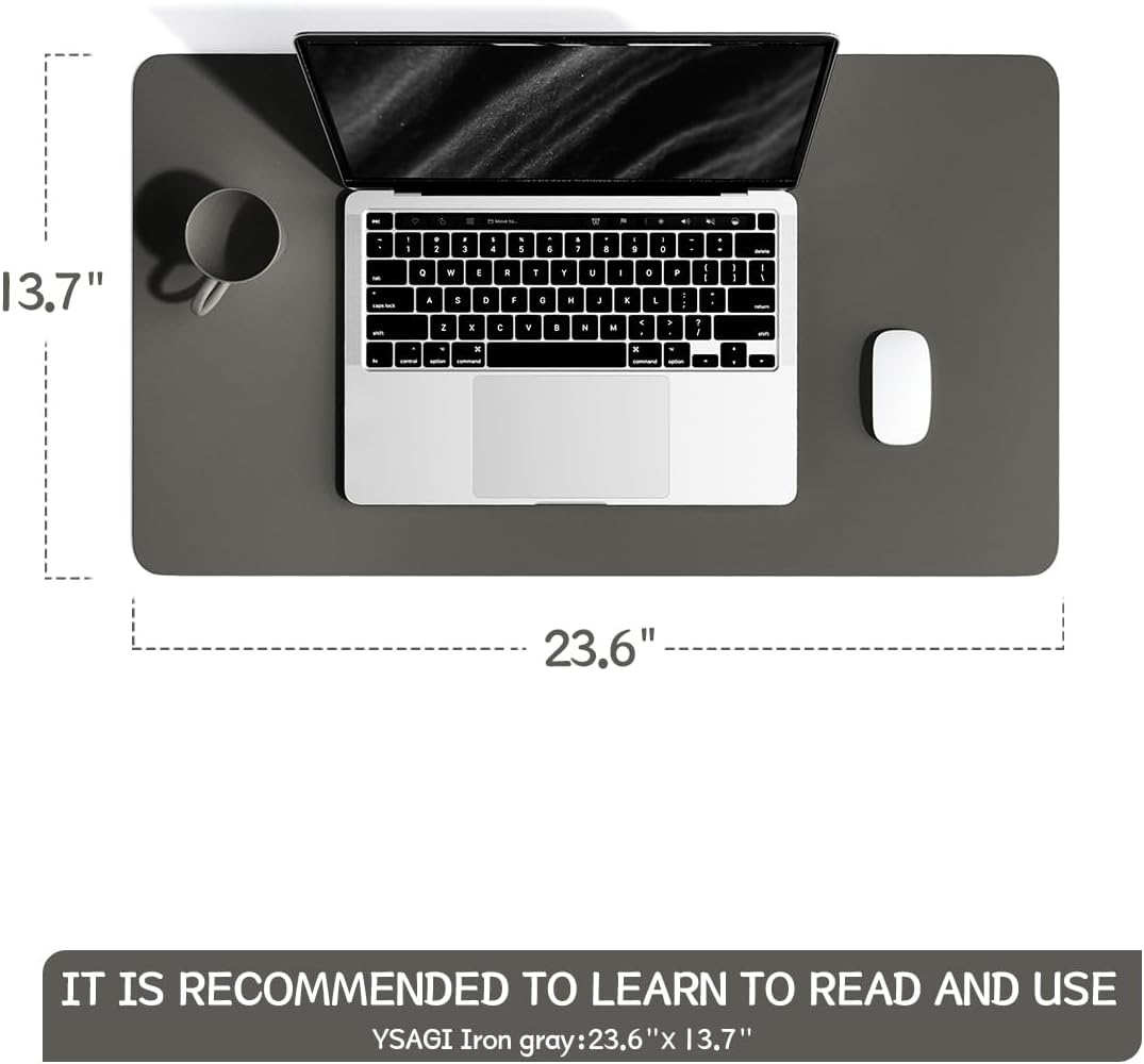 YSAGi Non-Slip Leather Desk Pad, Waterproof Laptop Computer Desk Keyboard Mat, Table Protector Blotter Mat, Large Mouse Pad for Office/Work/Home/Decor(Dark Brown, 31.5" x 15.7")