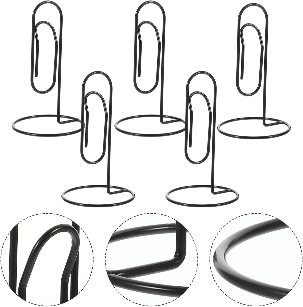 STOBOK Base Memo Clip, 5pcs Creative Large Desktop Note Holder DIY Multi- Hand Account Daily Use Clip Paper Clip Black |2.95 x 2.95 x 5.12 inches