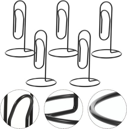 STOBOK Base Memo Clip, 5pcs Creative Large Desktop Note Holder DIY Multi- Hand Account Daily Use Clip Paper Clip Black |2.95 x 2.95 x 5.12 inches