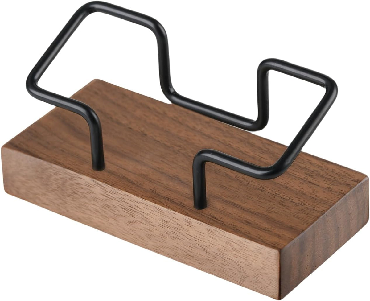 Business Card Holder for Desk, Modern Card Organizers and Office Desk Accessories for Men and Women (Walnut Golden)