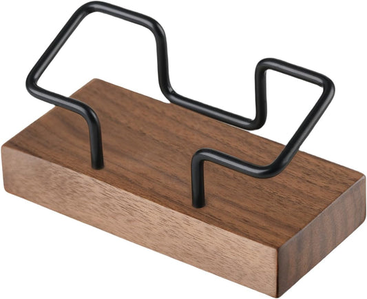 Business Card Holder for Desk, Modern Card Organizers and Office Desk Accessories for Men and Women (Walnut Golden)