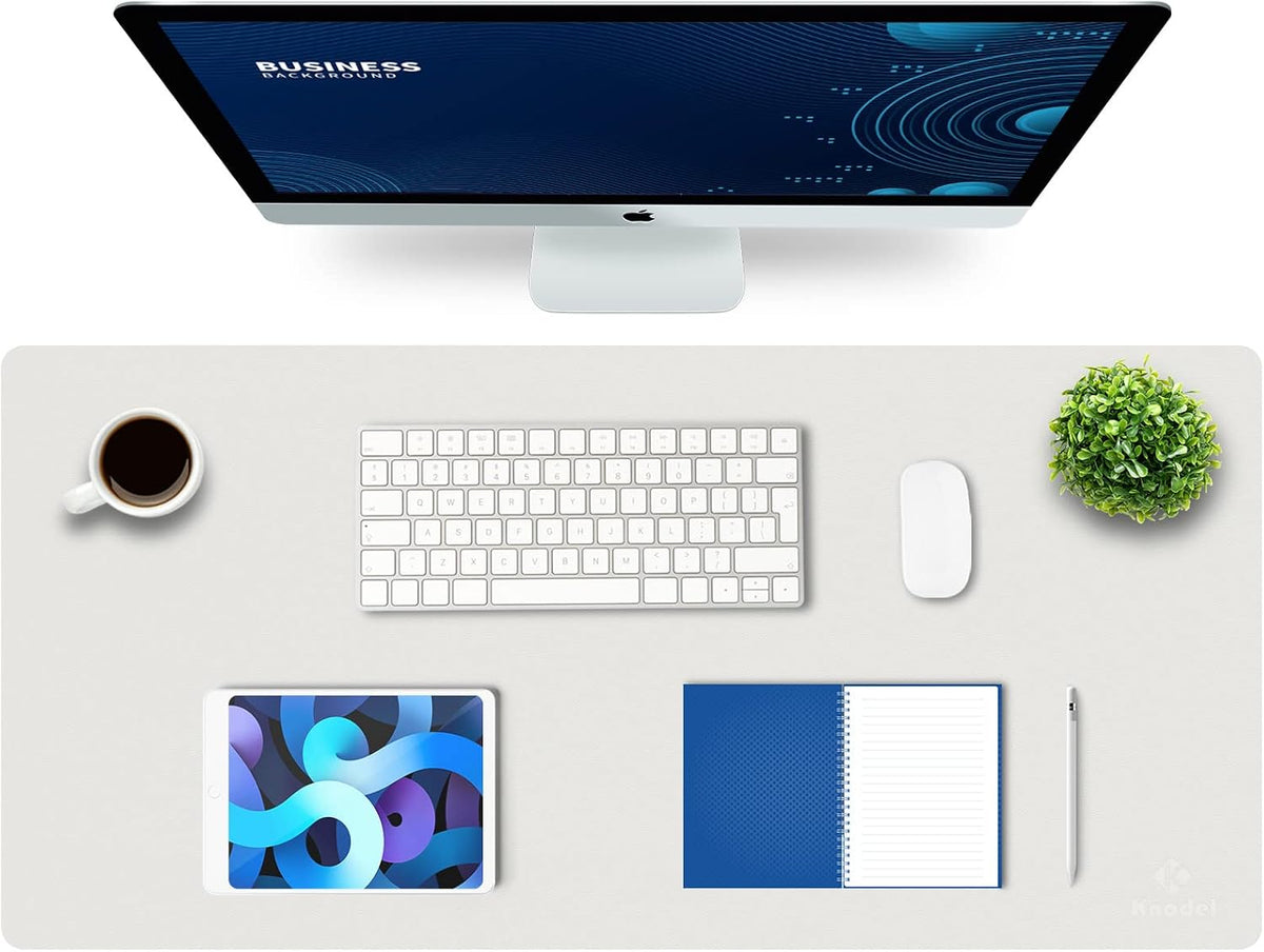 K KNODEL Large Office Leather Desk Mat, Mouse and Keyboard Pad, Computer and Laptop Mat, Desktop Protector and Cover, Writing Pad and Blotter (31.5"x15.7", Black)