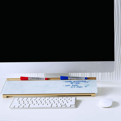 Quartet Glass Dry Erase White Board, Desktop Computer Pad for Notetaking, 18" x 6" Whiteboard, Clean Erase Surface with Storage, 1 Dry Erase Marker, White Surface (GDP186)
