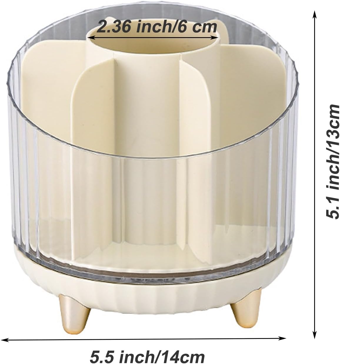 Rotating Pencil Holder, Desk Organizer with Multi-Compartment Design-Stylish, Functional Storage Solution for Home Offices, Classroom, Art Supplies Storage (Transparent white)