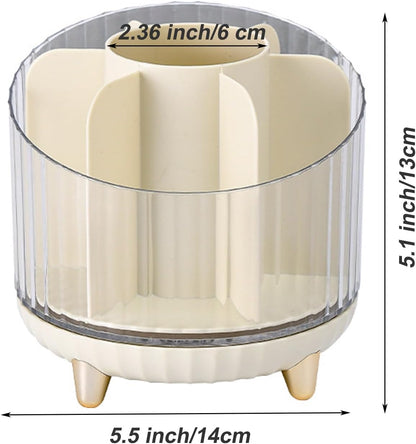 Rotating Pencil Holder, Desk Organizer with Multi-Compartment Design-Stylish, Functional Storage Solution for Home Offices, Classroom, Art Supplies Storage (Transparent white)