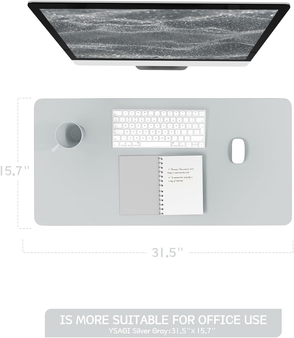 YSAGi Non-Slip Leather Desk Pad, Waterproof Laptop Computer Desk Keyboard Mat, Table Protector Blotter Mat, Large Mouse Pad for Office/Work/Home/Decor(Dark Brown, 31.5" x 15.7")