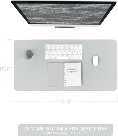 YSAGi Non-Slip Leather Desk Pad, Waterproof Laptop Computer Desk Keyboard Mat, Table Protector Blotter Mat, Large Mouse Pad for Office/Work/Home/Decor(Dark Brown, 31.5" x 15.7")