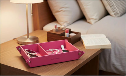 Small Valet Tray, Jewelry Tray for Rings Watches Earrings, Entryway Catchall Caddy for Coins Keys Change, Nightstand Bedside Valet Holder, Trays for Electronic Gadgets, Beige - Colors A