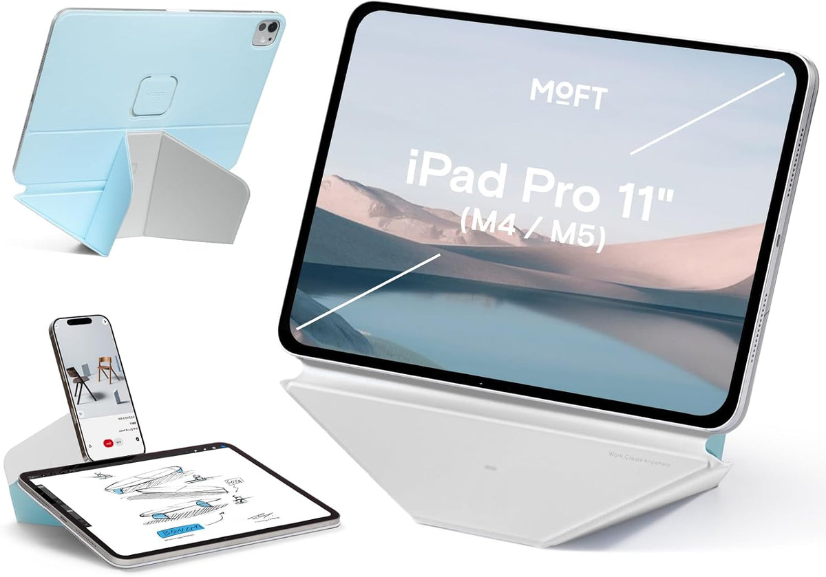MOFT Dynamic Folio Tablet Stand for Desk Compatible with iPad mini A17 Pro 2024 & iPad mini 6th A15 2021, Slim Magnetic Tablet Holder Case with 20+ Viewing Angles, Beach White x Terracotta