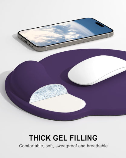 Ergonomic Mouse Pad with Wrist Rest, Comfortable Silicone Non-Slip Computer Pain Relief Gel Mouse Mat with Wrist Support for Gaming, Work, Office, Women & Men, Cute Pattern, Beige