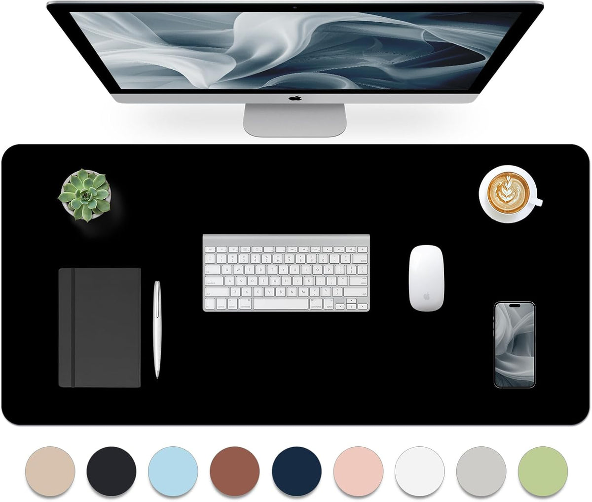 Bloss Leather Desk Pad and Keyboard Wrist Rest, Large Mouse Pad + Keyboard Pad+Mouse Wrist Support, Non-Slip Desk Mat Protector for Office, Home(31.5×15.7 Inches,Beige) - Colors A