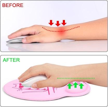 Ergonomic Mouse Pad with Wrist Support Rest,Large Mousepad Gel Wrist Rest, with Coaster Non-Slip & Pain Relief for Computer, Desk, Home&Office-Beach - Colors B