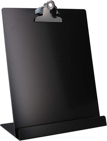 Saunders Free Standing Clipboard & Tablet Stand - Durable Black Recycled Aluminum Desktop Document Holder for Office, Teachers & Students - 1" Clip Holds 8.5x11 Letter Size Sheets, Lightweight