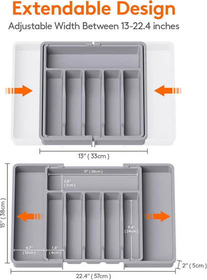 Expandable Silverware Drawer Organizer, Kitchen Utensil Tray