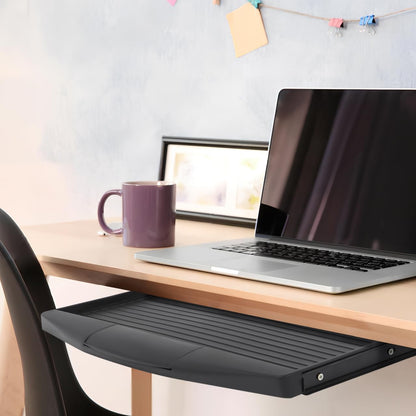 VILLCASE under Desk Keyboard Tray with Hidden Drawer Slide Out Computer Keyboard Stand 20.66X9.05X1.18In Ergonomic Office Storage Plate for Home and Work Desk Organization