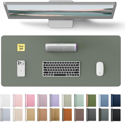 YSAGi Leather Desk Pad Protector, Office Desk Mat, Large Mouse Pad, Non-Slip PU Leather Desk Blotter, Waterproof Laptop Desk Writing Pad for Office and Home (23.6" x 13.8", Eggshell) - Colors A