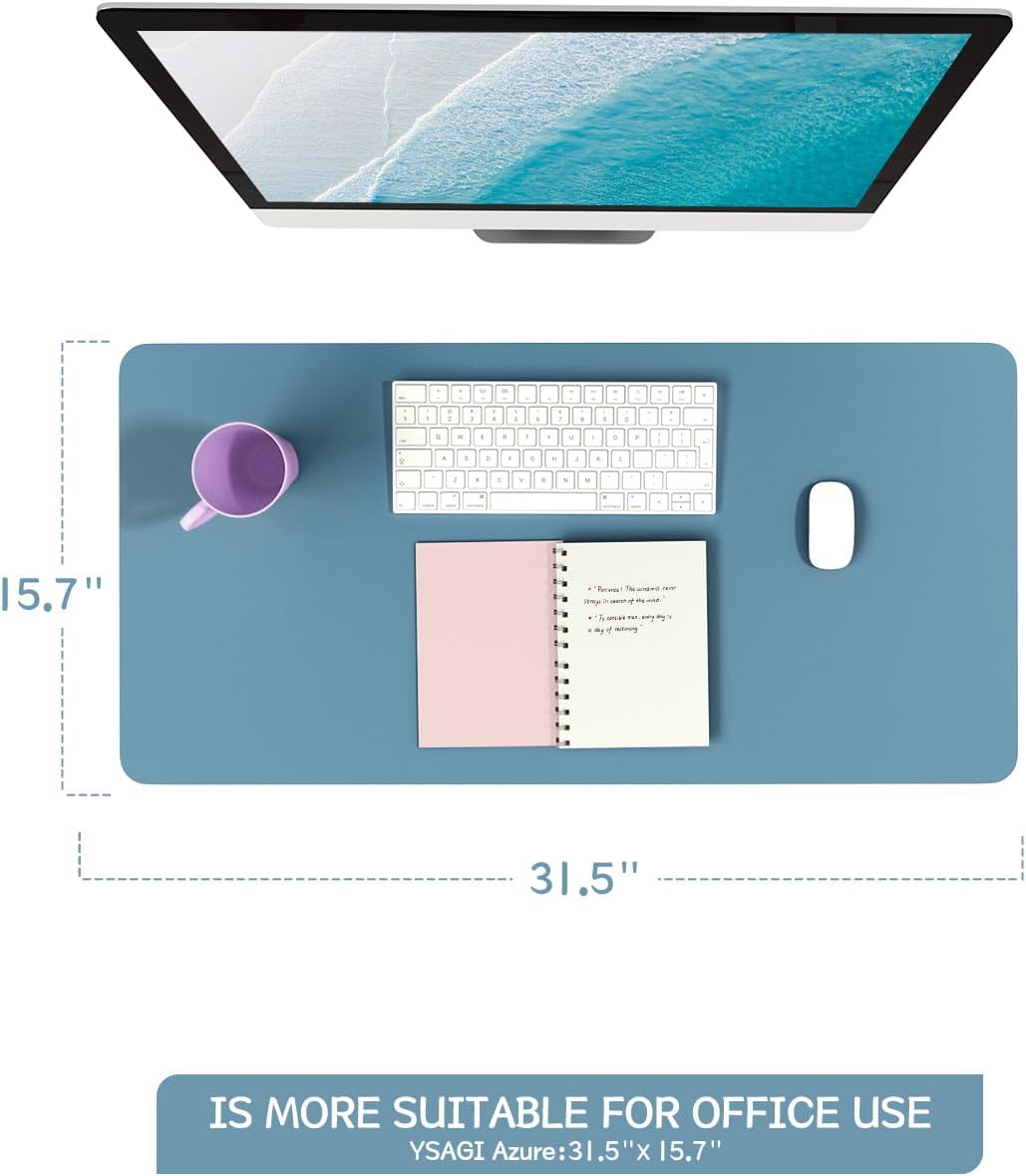 YSAGi Non-Slip Leather Desk Pad, Waterproof Laptop Computer Desk Keyboard Mat, Table Protector Blotter Mat, Large Mouse Pad for Office/Work/Home/Decor(Dark Brown, 31.5" x 15.7")