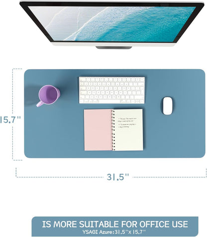YSAGi Non-Slip Leather Desk Pad, Waterproof Laptop Computer Desk Keyboard Mat, Table Protector Blotter Mat, Large Mouse Pad for Office/Work/Home/Decor(Dark Brown, 31.5" x 15.7")