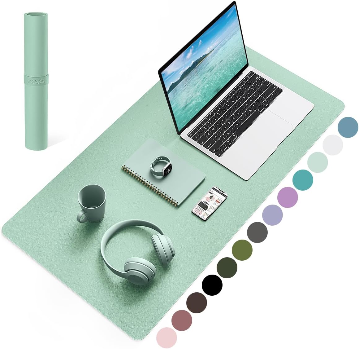 YSAGi Non-Slip Leather Desk Pad, Waterproof Laptop Computer Desk Keyboard Mat, Table Protector Blotter Mat, Large Mouse Pad for Office/Work/Home/Decor(Dark Brown, 31.5" x 15.7")