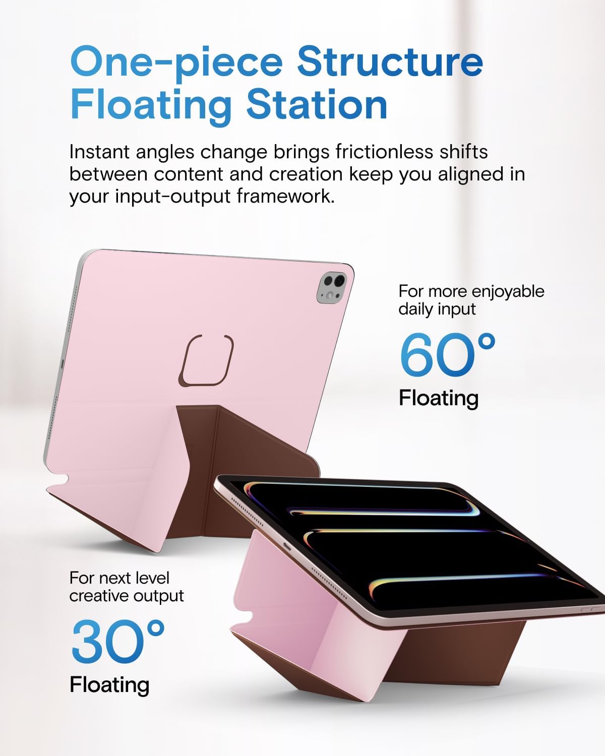 MOFT Dynamic Folio Tablet Stand for Desk Compatible with iPad mini A17 Pro 2024 & iPad mini 6th A15 2021, Slim Magnetic Tablet Holder Case with 20+ Viewing Angles, Beach White x Terracotta
