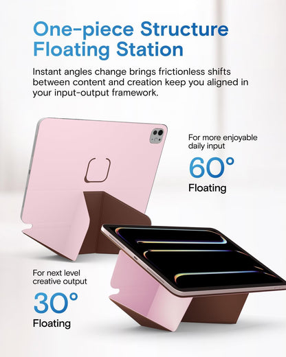 MOFT Dynamic Folio Tablet Stand for Desk Compatible with iPad mini A17 Pro 2024 & iPad mini 6th A15 2021, Slim Magnetic Tablet Holder Case with 20+ Viewing Angles, Beach White x Terracotta