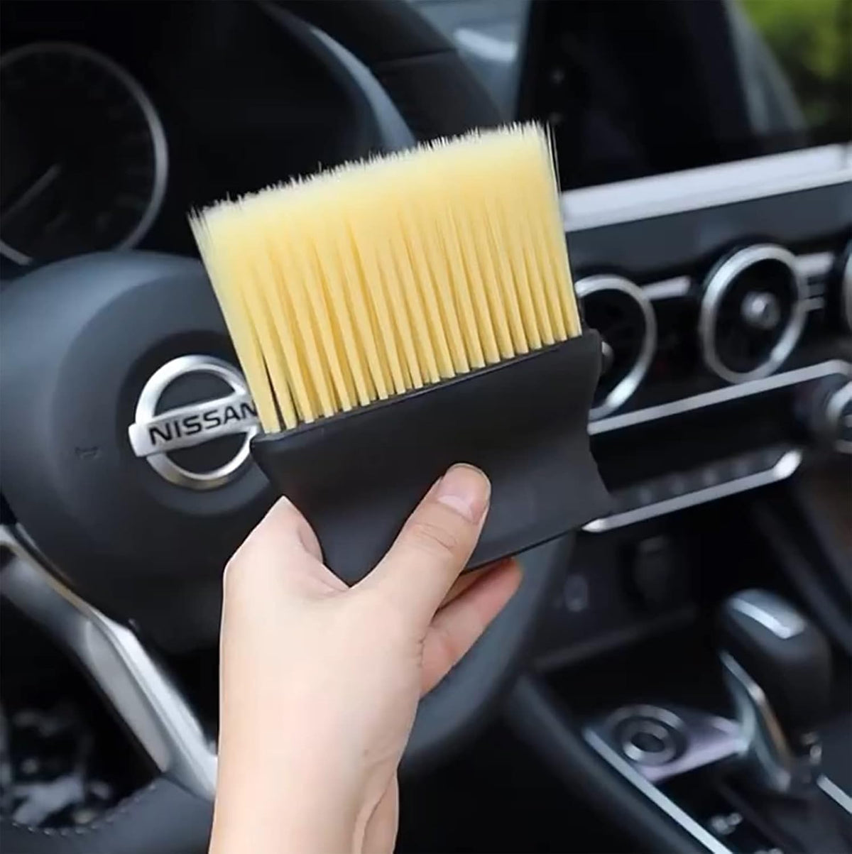 Car Interior Dust Brush, Ultra-Soft Scratch-Free Detailing Duster with High-Density Bristles, Ergonomic Dash Cleaning Tool for Air Vents, Center Console, Leather Seats & Keyboards (Yellow)