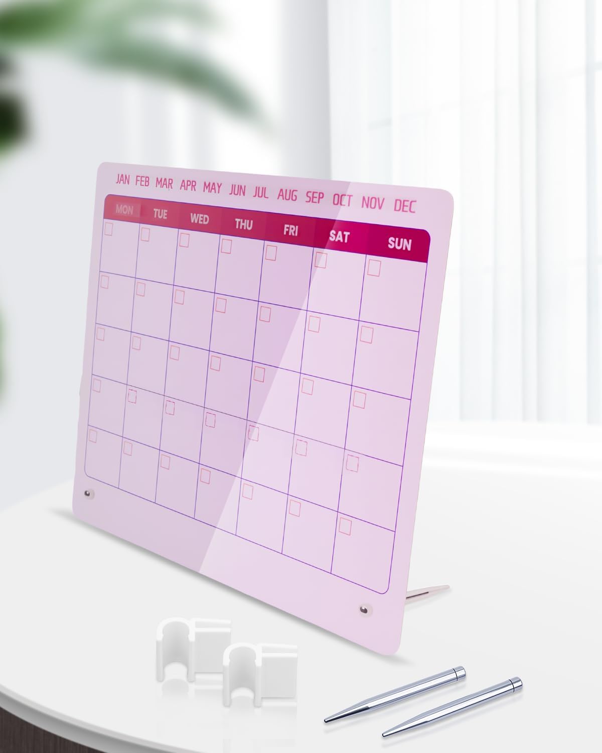UCEC 12" x 10" Dry Erase Calendar Weekly for Desk Home Office & School | Planning Reminder Board to Do List Calendar for Office with Stand and Pen Clip