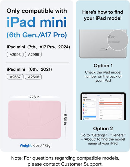 MOFT Dynamic Folio Tablet Stand for Desk Compatible with iPad mini A17 Pro 2024 & iPad mini 6th A15 2021, Slim Magnetic Tablet Holder Case with 20+ Viewing Angles, Beach White x Terracotta