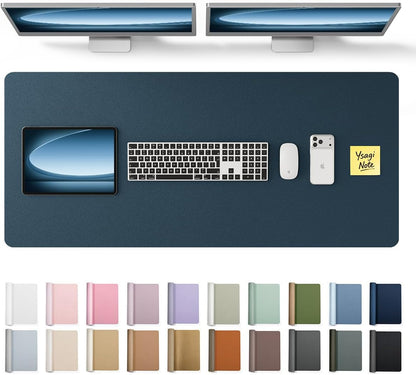 YSAGi Leather Desk Pad Protector, Office Desk Mat, Large Mouse Pad, Non-Slip PU Leather Desk Blotter, Waterproof Laptop Desk Writing Pad for Office and Home (23.6" x 13.8", Eggshell) - Colors B