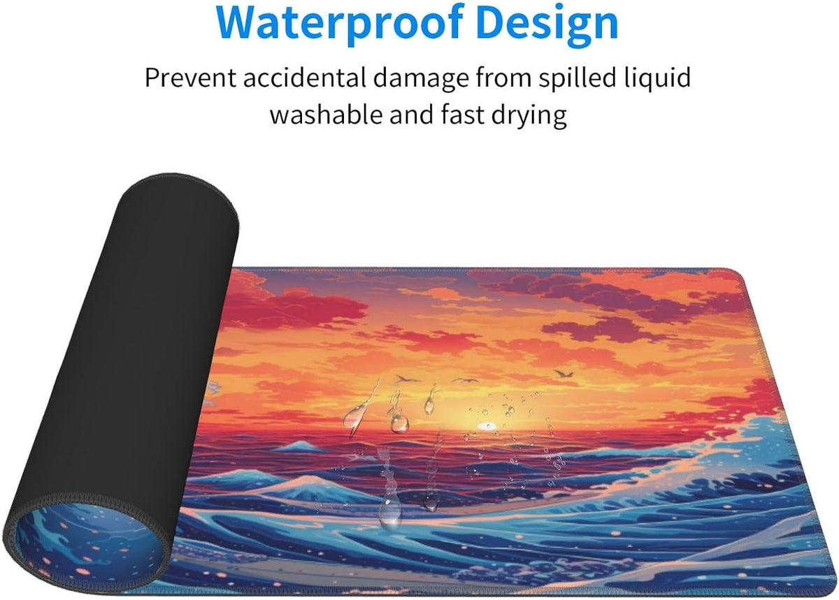 Japanese Mouse Pad, Large Japanese Desk Mat, XL Anime Gaming Keyboard Mat, Non-Slip Rubber Base, Big Extended Desk Protector for Home Office, 31.5”x11.8”