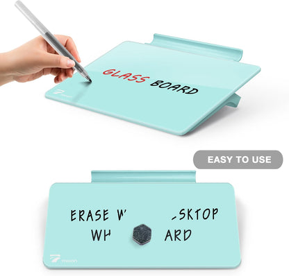 Small Glass Desktop Whiteboard Dry-Erase, Mini Pure Glass Whiteboard Stand