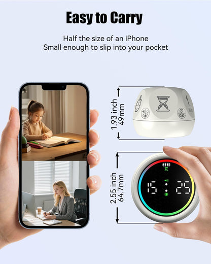 Pomodoro Timer Cube, Desk Timer for Productivity with 1, 5, 10 Min Preset Countdown, Stopwatch and Custom Countdown, for Kids, ADHD, Study, Work, Fitness, Cooking (White)