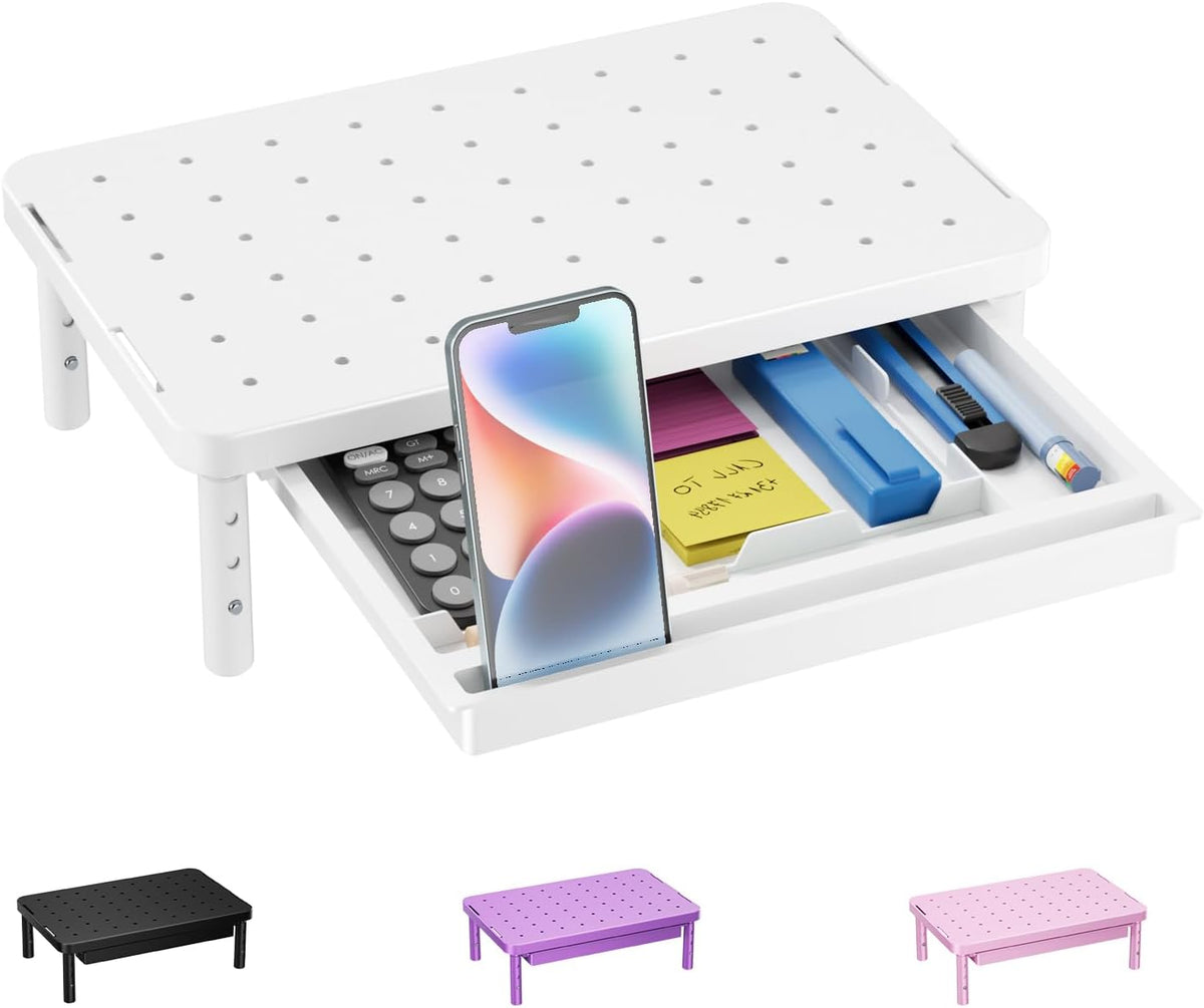 WALI Monitor Stand Riser with Drawer, Desk Organizers and Accessories for Computer, Printer, Laptop Stand for Home Office Supplies, (PTT005-B), 1 Pack, Black