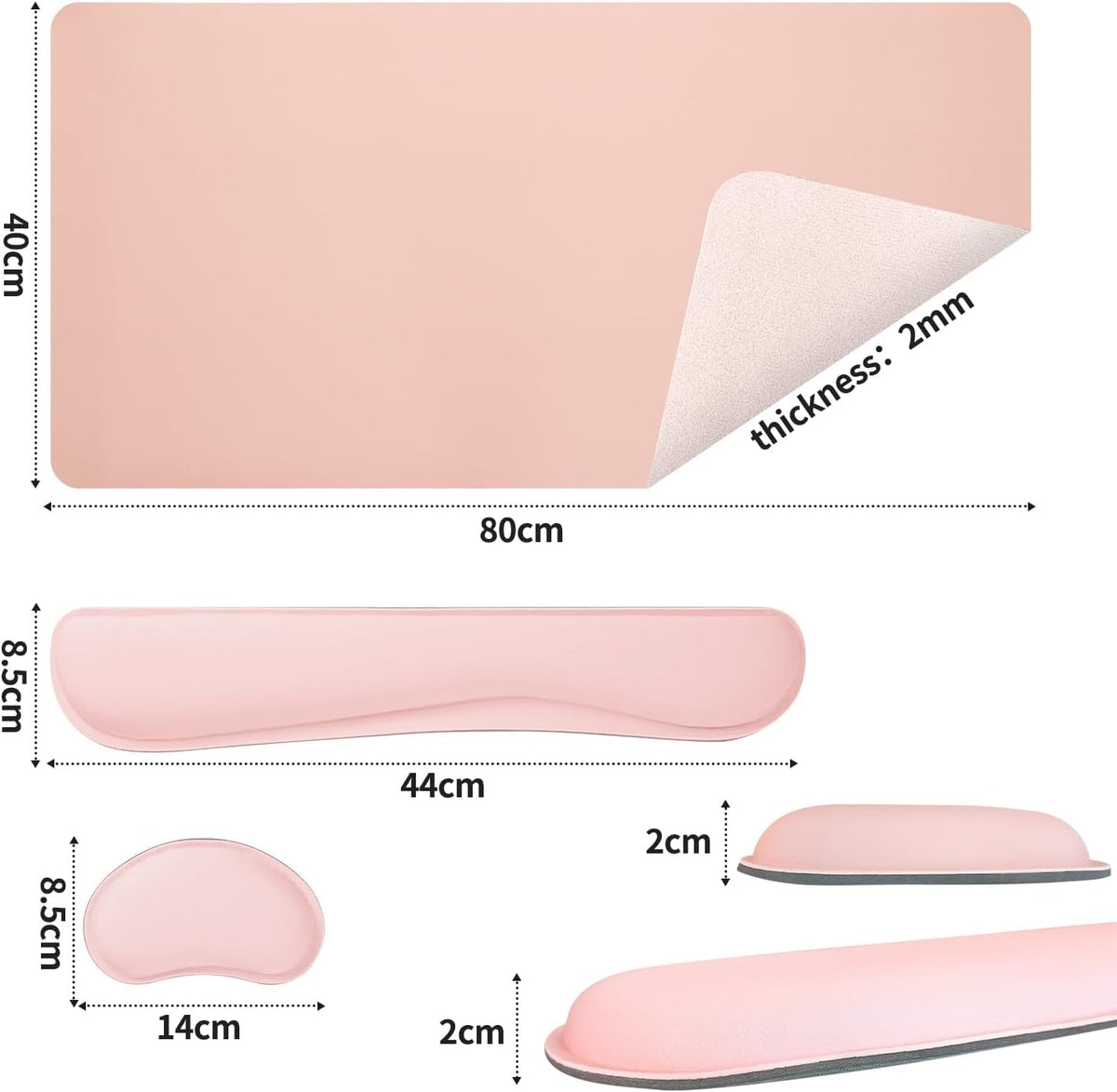 Bloss Leather Desk Pad and Keyboard Wrist Rest, Large Mouse Pad + Keyboard Pad+Mouse Wrist Support, Non-Slip Desk Mat Protector for Office, Home(31.5×15.7 Inches,Beige) - Colors B