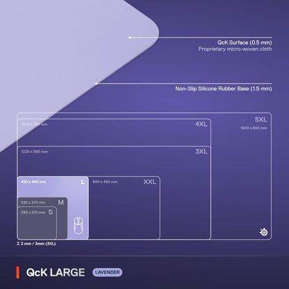 QcK Gaming Mouse Pad - XXL Cloth - Peak Tracking and Stability - Esports Mousepad - Never-Slip - Full Desk Coverage